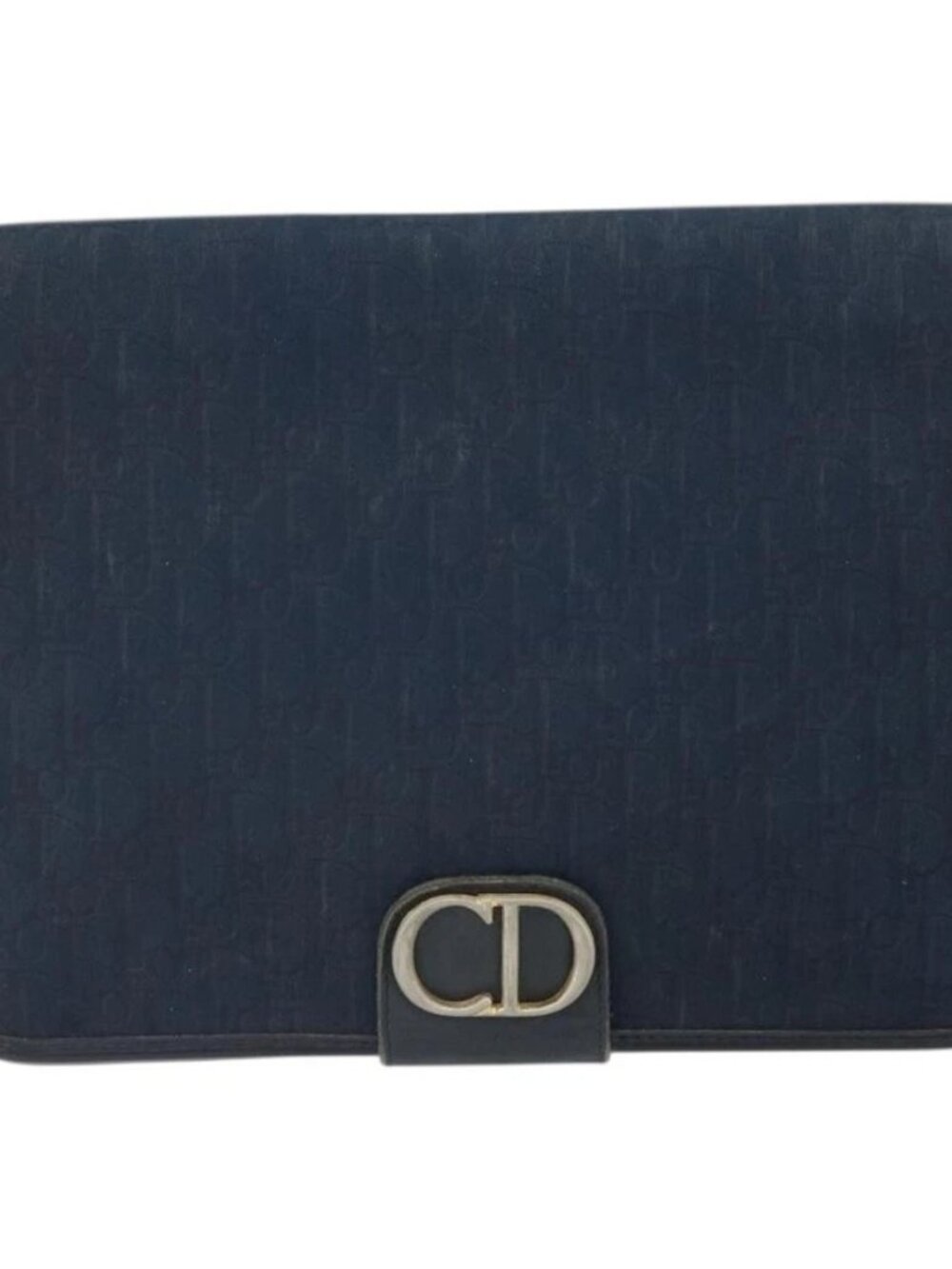 Christian Dior Trotter Canvas Shoulder Bag Navy Gold Auth ka2125 - Picture 14 of 16